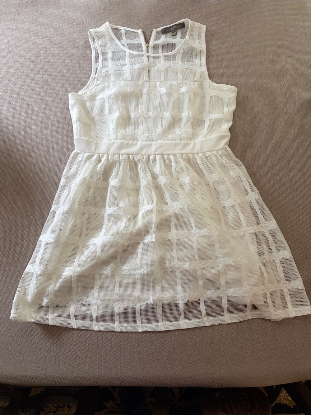 finn & clover White Grid-Overlay Mini Dress